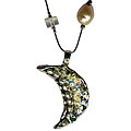 Roman Glass Crescent Pearl and Crystal Necklace (Israel)