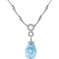 14k Gold Blue Topaz and 1/5ct TDW Diamond Necklace