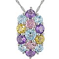 14k White Gold Multi-gemstone Necklace