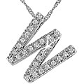 14k White Gold 1/6ct Initial 'W' Diamond Necklace