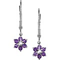 14k White Gold Amethyst and Diamond Earrings