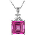 10k White Gold Pink Topaz and Diamond Necklace