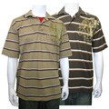 Street Rules Men's Chest Print Striped Pique Polo