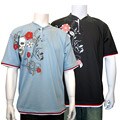 Dolphino Triple-layered Chest Print Henley Shirt