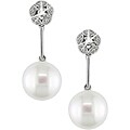 14k Gold Pearl and 1/10ct TDW Diamond Earrings (10-11 mm)
