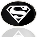Superman Large Oval Black and Silver Belt Buckle