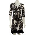Sangria Ponte Women's Double V-neck Paisley Dress