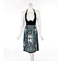 JFW Blue and Black Spaghetti Strap Halter Dress