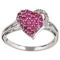 10k White Gold Ruby and Diamond Heart Ring