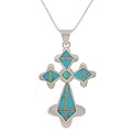 Sterling Silver Turquoise Opal Cross Pendant