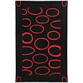 Handmade Soho Elipse Black Wool Rug (3'6 x 5'6)