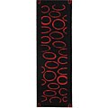 Soho Handmade Elipse Black/ Red Wool Rug (2'6 x 8')
