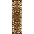 Traditions Handmade Wool and Silk Tabriz Green Rug (2'5 x 10')