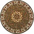 Handmade Traditions Wool and Silk Tabriz Green Rug (8' Round)