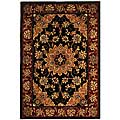 Handmade Tabriz Black Wool/ Silk Rug (2'6 x 4'6)