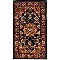 Handmade Traditions Wool and Silk Tabriz Black Rug (2' x 3')