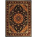 Handmade Black Wool and Silk Tabriz Rug (8' x 11')