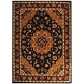 Handmade Black Wool/ Silk Tabriz Rug (9'6 x 13'6)