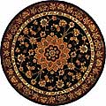 Hand-tufted Black Tabriz Wool and Silk Rug (8' Round)
