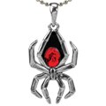 Pewter Black Widow with Red Crystal Necklace