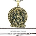 Goldtone Pewter Green Tara Buddha Necklace