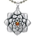 Pewter Austrian Crystal Lotus Flower Necklace