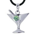 Pewter Green Austrian Crystal Sweet Martini Necklace