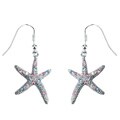 Pewter Austrian Crystal Starfish Earrings