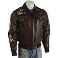 Ed Hardy Men's 'Eagle and Flag' Leather Jacket