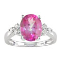 14k White Gold 1/10-ct Diamond accenting Pink Topaz Ring