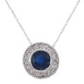 14k Gold 1/6ct Diamond Round Sapphire Pendant