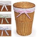 Honey Round Rattan Hamper with White Waffle Liner