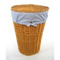 Honey Round Rattan Hamper wih Navy Gingham Liner