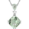 14k Gold Green Amethyst and Diamond Necklace
