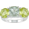 Silver Green Amethyst and Lemon Quartz Ring