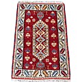 Indo Kazak Hand-knotted Red/ Ivory Rug (2' x 3')