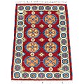 Indo Kazak Hand-knotted Red/ Ivory Rug (2' x 3')