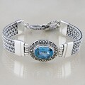 Sterling Silver Blue Topaz 'Cawi Motif' Toggle Bracelet (Indonesia)