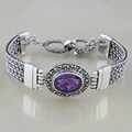 Sterling Silver Amethyst Toggle Bracelet (Indonesia)