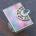 Blue Topaz Mother Of Pearl 'Cawi' Silver Ring (Indonesia)