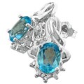 10k White Gold Blue Topaz and Diamond Earrings