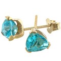 10k Yellow Gold Blue Topaz Trillions Stud Earrings