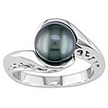 10k White Gold Black Tahitian Pearl Ring (8-9 mm)