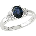 10k White Gold Diamond and Blue Sapphire Ring
