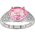 10k White Gold Pink Topaz and 1/10ct TDW Diamond Ring