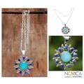 Sterling Silver Opal and Sodalite 'Blue Sun' Necklace (Peru)