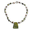 Sterling Silver Serpentine Aragonite 'Fiesta' Necklace (Peru)