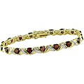Goldplated Sterling Silver Garnet and Diamond Heart Bracelet