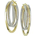 10k Two-tone Gold Tube Hoop Earrings