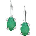 14k White Gold Oval Emerald Leverback Earrings